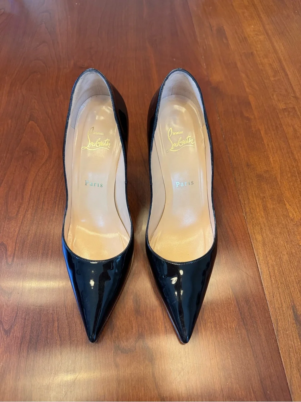 Christian Louboutin Black Patent Pointed-Toe Stiletto Pumps